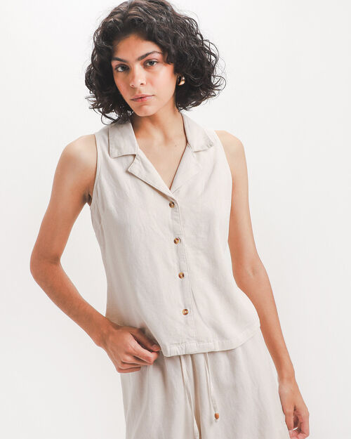 Camisa Beige Lino