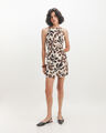 Vestido Estampado Lino,BEIGE