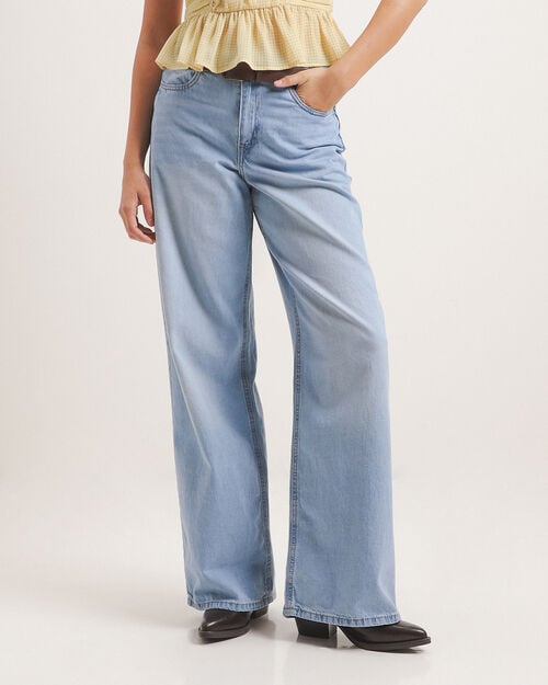 Jeans Fit Wide Leg Azul