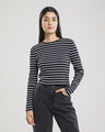 Playera Cropped Manga Larga,NEGRO P1