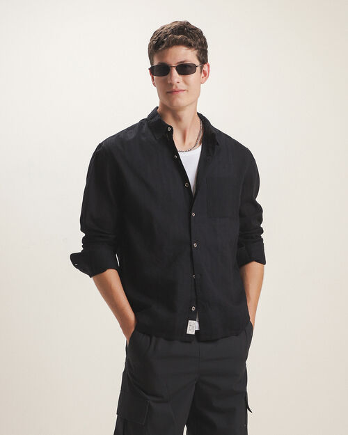 Camisa Negra Dise&ntilde;o Rayas