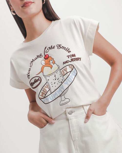 Playera Beige Tom Y Jerry