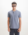 Playera Azul Henley,AZUL ACERO
