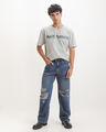 Jeans Straight Destrucciones,AZUL CIELO