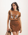 Playera Beige Manga Corta,CAFE