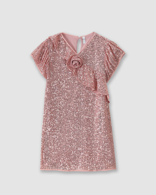 Vestido Manga Corta Lentejuelas