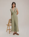 Jumpsuit Escote Verde,OLIVO MEDIO