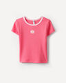 Playera Blanca Bordada,ROSA FUCSIA