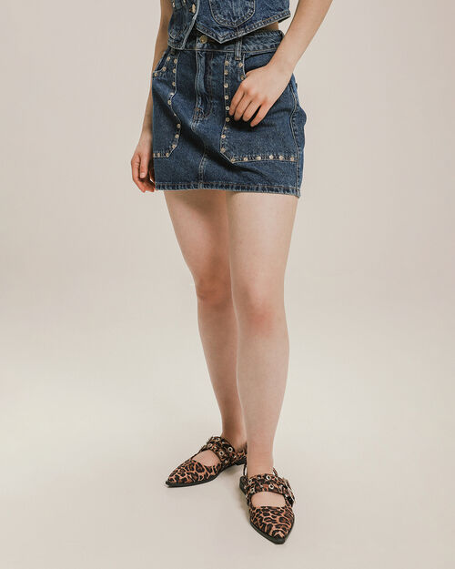 Falda Mini Con Remaches