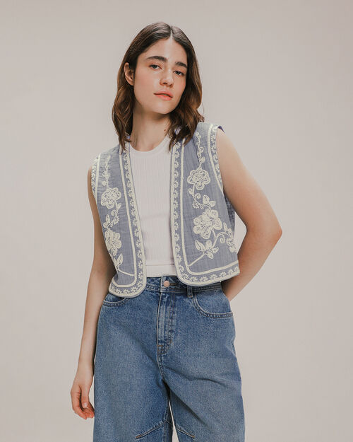 Chaleco Bordado Azul