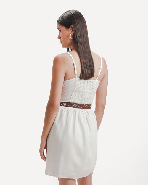 Vestido Beige De Lino