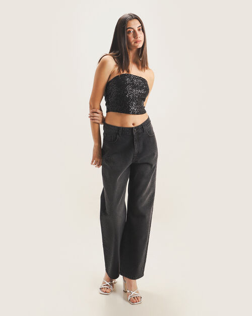 Top Strapless Lentejuelas