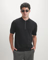 Polo Tejida Blanca,NEGRO