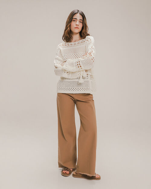 Suéter Crochet Beige