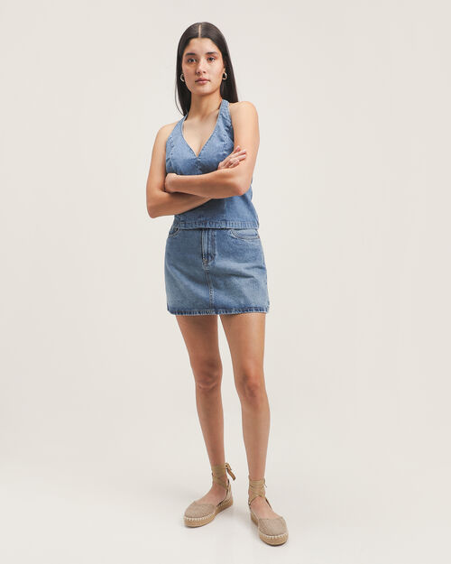Falda Mini Azul De Mezclilla