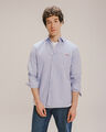 Camisa Rayas Con Bordado,AZUL ACERO