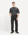 Jeans Wide Leg Cargo,NEGRO