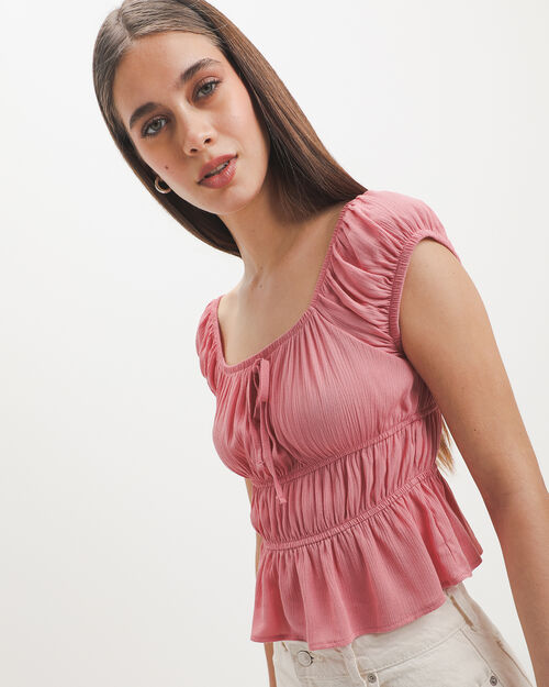 Blusa Rosa Peplum