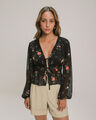 Blusa Fluida Estampada,NEGRO