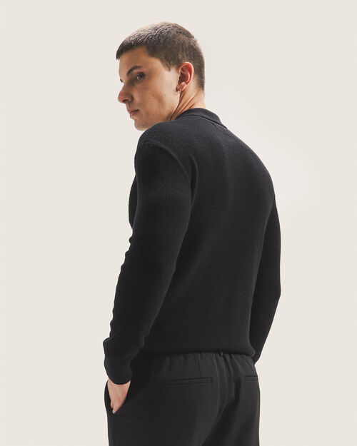 Polo Negro Manga Larga