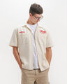 Camisa Estampada Beige,CREMA
