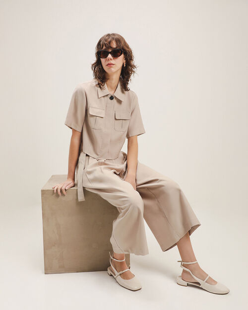 Camisa Cropped Beige
