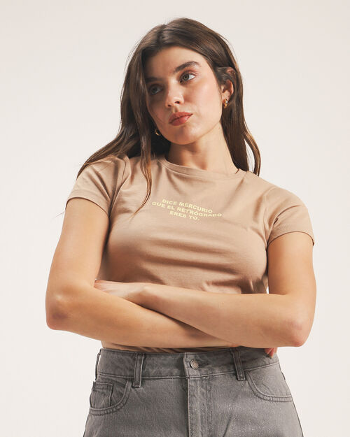 Playera Beige Con Diseño