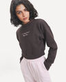 Sudadera Cerrada Cropped,CAFE