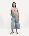Jeans Fit Culotte,AZUL PASTEL