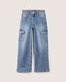 Jeans Fit Wide Leg Cargo,AZUL ACERO
