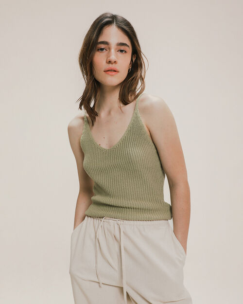 Crop Top De Punto Olivo
