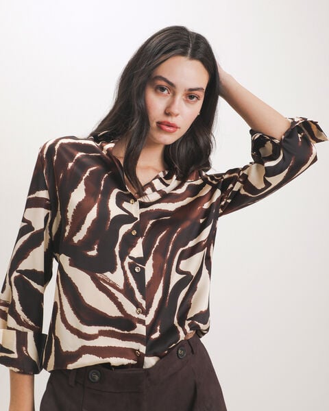 Camisa Caf&eacute; Satinada