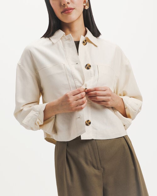 Chamarra Cropped Beige