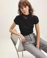 Top Punto Cuello Perkins,NEGRO