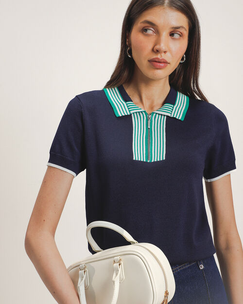 Polo Manga Corta Azul