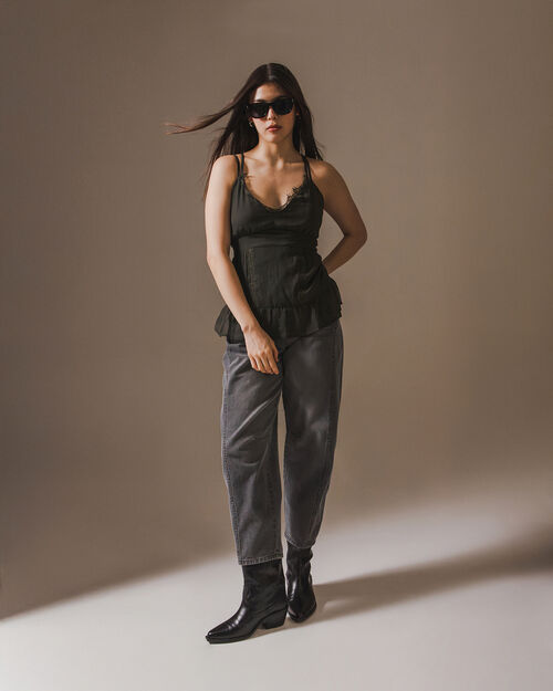 Jeans Fit Balloon Gris