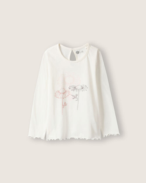 Playera Blanca Estampado Flores