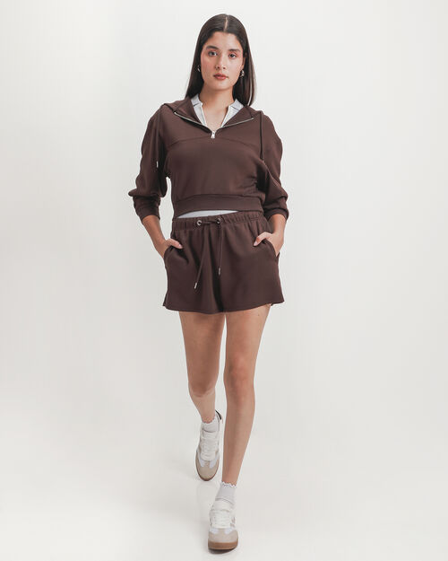 Sudadera Cropped Caf&eacute;
