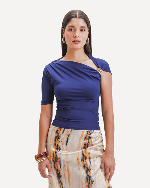 Blusa Azul Asim&eacute;trica