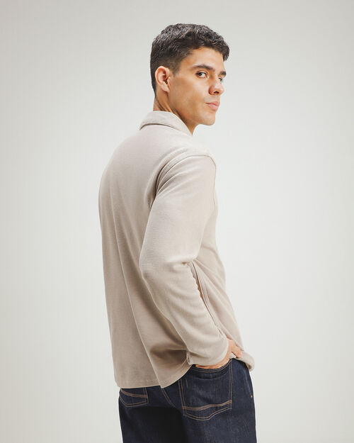 Camisa Beige Manga Larga