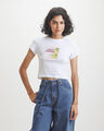 Playera Cropped Estampada,BLANCO