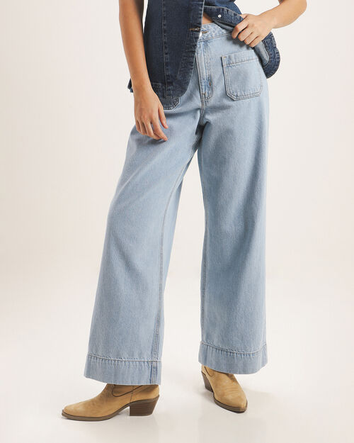 Jeans Azul Fit Wide Leg