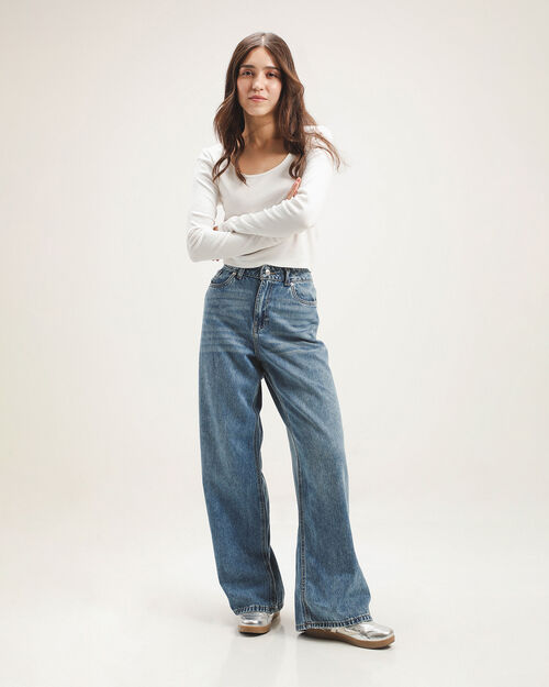 Wide Leg Jeans Azul