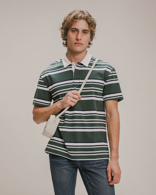 Polo Relaxed Verde Rayas