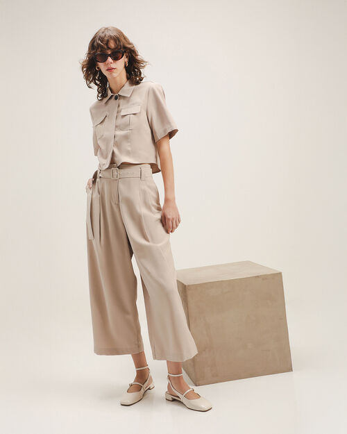 Pantalón Con Cinturón Wide Leg