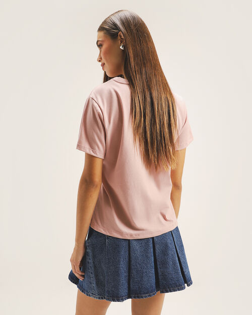 Playera Rosa Estampada