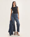 Jeans Fit Straight Aplicaciones,AZUL ACERO