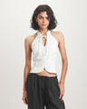 Blusa Cuello Mao Beige,CREMA