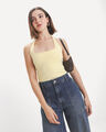 Top Halter Caf&eacute;,AMARILLO CLARO