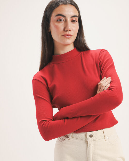 Top Rojo Manga Larga